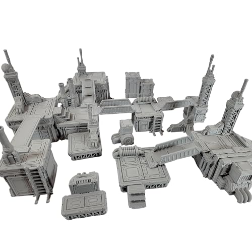 Industrial Terrain Set fits 40k and Kill Team. Wargaming Tabletop Scatter Terrain & Modular Scenery for 28mm and 32mm games. Towers, Walkways, Ladders, Stairs, Antennas, Pipes
