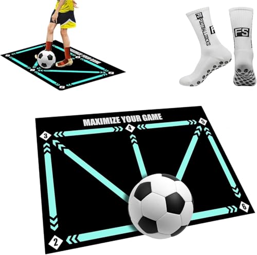 Aubzy Marque Matériel d'entraînement des pas football 60x90 cm – Anti-dérapant Amorti...