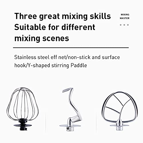 3,5L 6-Gang Küchenmaschine Knetmaschine Teigmaschine, Multifunktions Rührmaschine Aus Edelstahl, Schwarz/Weiß/Rot, Mit… – Bild 6