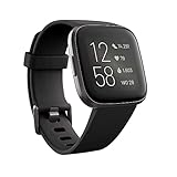 Fitbit Versa 2 Health and Fitness Smartwatch with Heart Rate, Music, Alexa Built-In, Sleep and Swim Tracking, Black/Carbon, One Size (S and L Bands Included)
