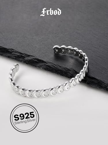 D Color VVS1 Clarity Moissanite Open Bangle Bracelet for Women, Solid 925 Sterling Silver Rhodium Plated Bracelet, Birthday Mother's Day Christmas Jewelry, Length 5.9-7.5 inch4