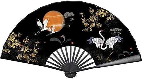 Classical Men Folding Fan Chinese Vintage Folding Bamboo Fan Japanese Style Women Silk Hand Fan Portable Abanicos para Boda (Color : D1)