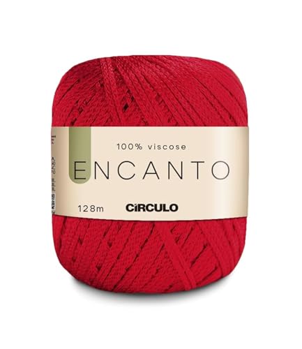Image of CIRCULO Encanto Yarn 100% Viscose - Luxury & Shine - Light Worsted Weight Yarn - 140 yds, 3.52 oz - Color 3528 - Carmine