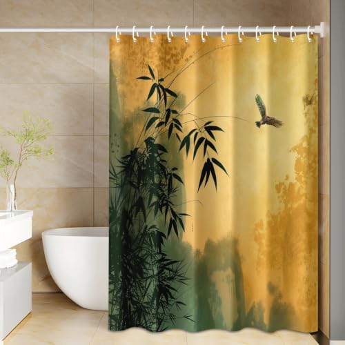 Rideau douche animaux vert foncé en polyester lavable pour baignoire 180x180cm avec 12 crochets - 3
