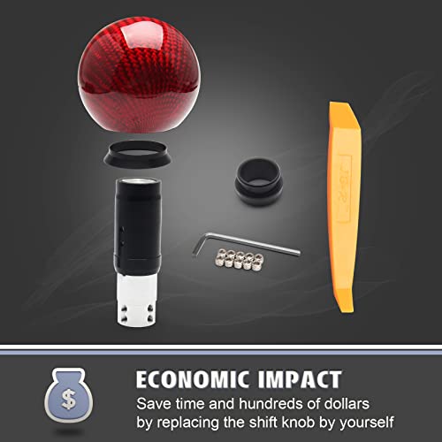 Top10 Racing Automatic Shift Knob Universal Compatible With Lock/Button Automatic Transmission, Give For Boyfriend Carbon Pattern Gear Shift Head With Gift Box Father's Gift Round Carbon Fiber Red #TOP2