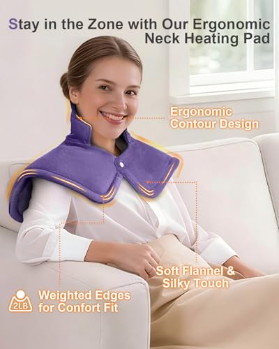 Image of Mothers Day Gifts, Heating Pad for Neck Shoulders Back, Upgraded PTC+NTC Even Heating, Versatile Electric Heated Neck Wrap for Full-Body Relax, Birthday Gifts for Women Mom Wife Grandma, Purple
