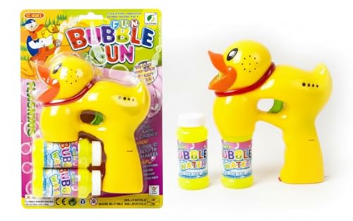 GHAZAL Electric Duck Bubble Gun Toy with Light and Music Plastic Animal Shape for Children 8 Years and Above 13x8x20cm