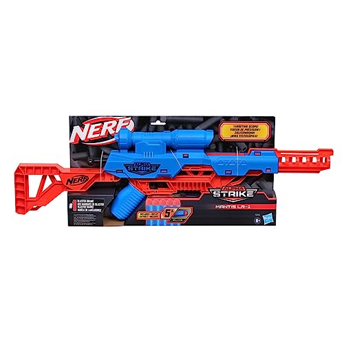 Image of Nerf Alpha Strike Mantis LR-1 Dart Blaster with Targeting Scope and 5 Official Nerf Elite Foam Darts - Easy Load Prime Fire | Ages 8+ | Birthday Gift for Kids (Pack of 2)
