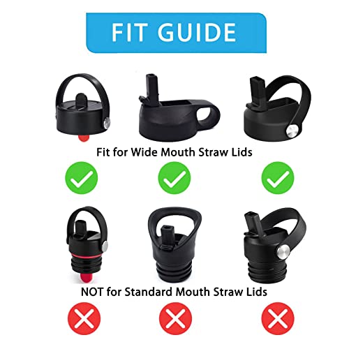 Image of 4-Pack Replacement Straws for Hydro Flask Wide Mouth Bottle Hydroflask Straw Lid, 4 BPA-FREE Straws and 4 Straw Cleaning Brushes