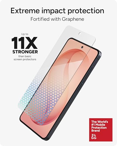 Image of ZAGG Glass XTR5 Samsung Galaxy S26 Plus Screen Protector - 11x Stronger Graphene-Infused Tempered Glass, Blue Light Filter for Better Sleep, Anti-Reflective, InvisibleShield, Easy Installation