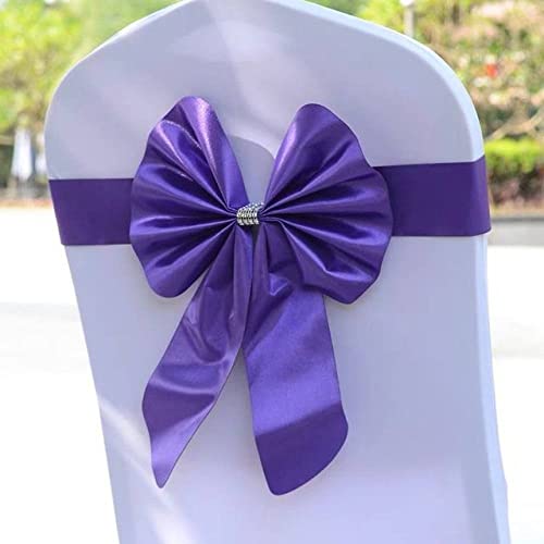 MOCOBA 18 Farben Schärpe Elastische Fliege Fertige Stuhlschärpen Band Für Hochzeitsfeier Hotel Bankett Dekoration, Lila