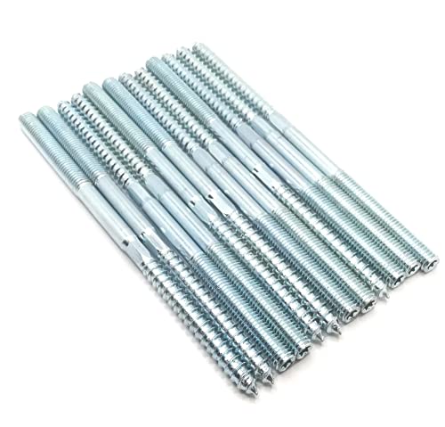 Image of Hanger Bolt M8x150 Silvery Double Headed Bolt Self-Tapping Screw with Hexagon for Furniture 12Pcs