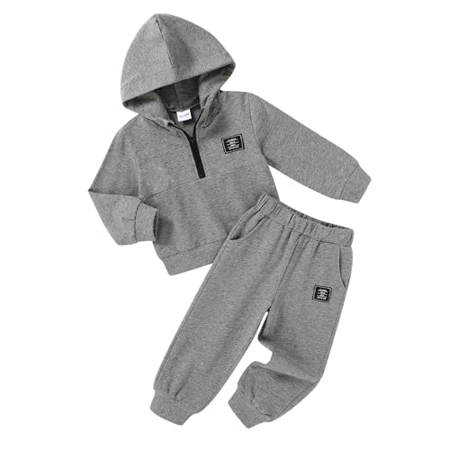 Image of YOUNGER STAR Toddler Baby Boy Girl Clothes Fall Winter Outfits Long Sleeve Hoodie Sweatshirt Sweat Pants Cotton Sweatsuits