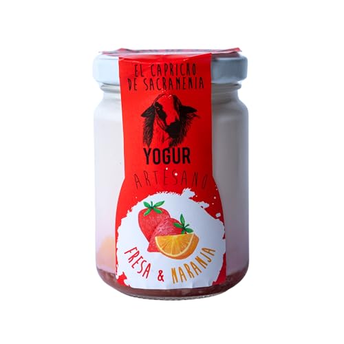 El Capricho de Sacramenia | Pack Fresa naranja | 20 Yogur Artesano Leche Oveja preparado natural Fresa naranja | Cremoso, Natural y Saludable | Preparado Gourmet | Sin Gluten | Sabor Único y Original