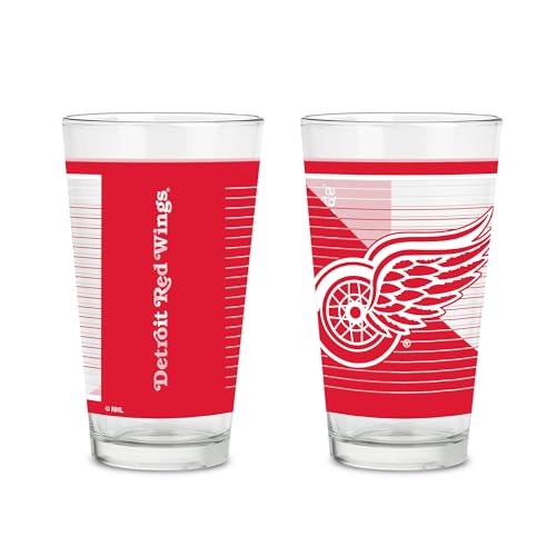 Rico NHL Detroit Red Wings 16 oz Pint Glasses Set of 2