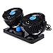 12V Car Fan Dual Heads Cooling Fan Two Speeds Adjustable Auto Fan 360 Degree Manual Rotation Vehicle Fan for Trucks or Car with Cigarette Lighter Plug In