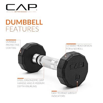 CAP Barbell Coated Hex Dumbbell Weight - Single | 10-120 lbs | Multiple Options