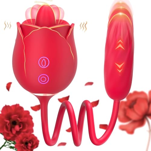2025 Rose Vibrateirs for Women Today Adult, Rose Viboatorr with Tongue, Women Viboators Toys Powerful 2025 Enhanced Rose Vibratoer Multi-Speed QHD38 (Red3)