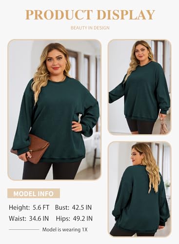Image of Eytino Women Plus Size Sweatshirt Oversized Crew Neck Long Sleeve Tops | Fall Fashion Clothes 2026, Oversized Sweat Shirt, Soft Comfy Pullover, Travel Casual Work Lounge Daily Outfit