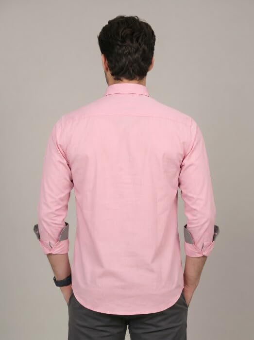 Image of Diverse Men's Cotton Blend Shirt with Pocket Design Spread Collar Full Sleeves Regular Fit and Standard Length | Comfortable Cotton Casual Shirt for Man