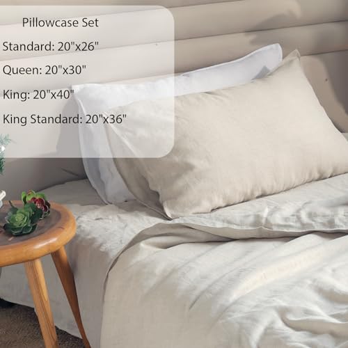 Image of XZ XIFA 100% Washed French Flax Linen Envelope Pillowcases, Pack of 2, Breathable & Durable Farmhouse Bedding (Linen, Standard 20 inchx26 inch)