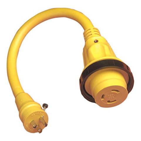 Marinco Pigtail Adapter, 30A 125V Female To 15A 125V Male Cover