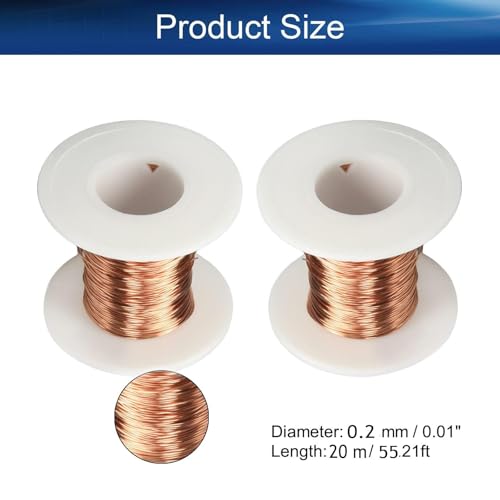 20m Kupferdraht, Electroculture Gardening Kupferdraht, Kupferlackdraht, ø 0,2mmx 10m Lsoliert Magnetdraht, Air Plant Holders für Garten, Pflanzen und Gemüseanbau- 2 Rollen