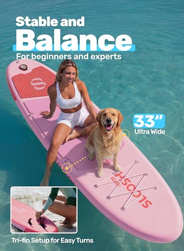 SLOOSH Inflatable Stand Up Paddle Board, 10'6" Paddle Boards with Premium Accessories, Non-Slip EVA Deck, Ultra-Light Carry Bag Pump, Purepad SUP for Youth & Adults of All Skill Levels, Sunset Pop — view 2