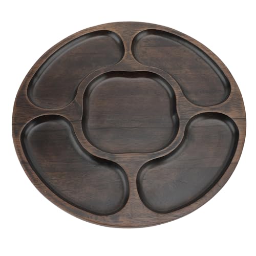 Bandeja de bocadillos de madera y bandeja de inmersión con 5 compartimentos para fiestas