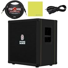 Orange Amps Crush Bass 50 1x12 50W Bass Combo Black Bundle w/Pig Hog Black Woven Instrument Cable, Power Cable and Liquid Audio Polishing Cloth