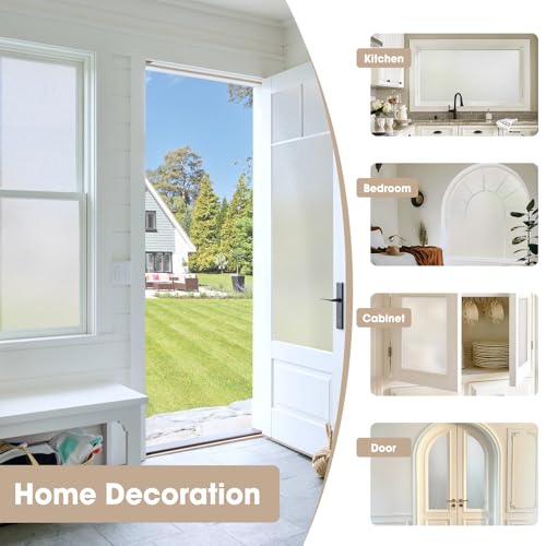 image for Coavas Frosted Window Privacy Film Decorative, Static Cling Non-Adhesi