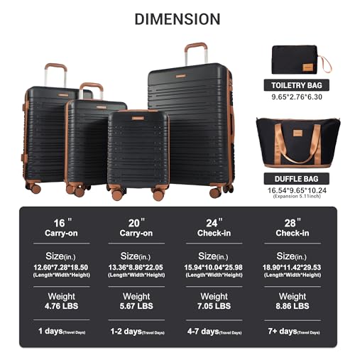 Image of 6-Piece Hardcase Luggage Sets 16 inch20 inch24 inch28 inch | Suitcases with Double Spinner Wheels,TSA Lock,Underseat Duffel Bag