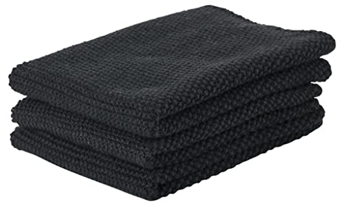 Zone Denmark Putzlappen aus 100% Baumwolle, 27 x 27 cm, 3er-Set, Schwarz