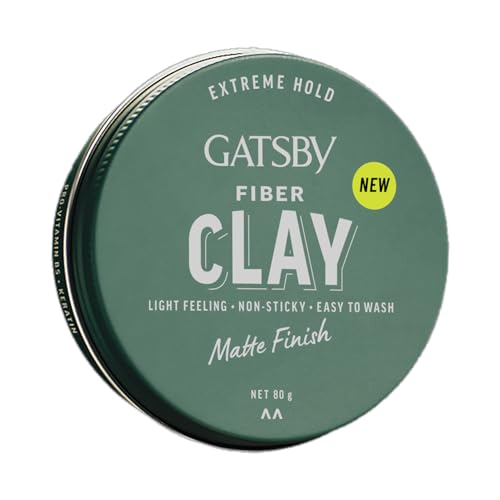 Image of GATSBY Japan's No. 1 Hair Fiber Clay 80g | Matte Finish | Enriched with Pro-Vitamin B5 and Keratin | Volumizing | Strong Hold | Restylable | Easy to Wash Off | Hair Clay for Men