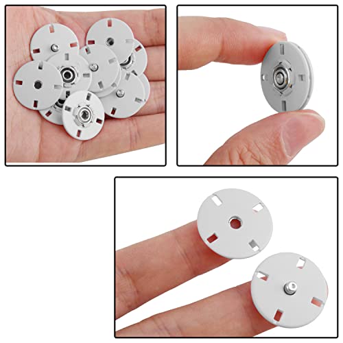 Hegebeck 15 Sets Sew-On Snap Buttons Metal Snaps Fasteners Press Studs Buttons Nylon Press Buttons Invisible Buckles For Sewing Clothing White Beige, 20Mm #TOP3