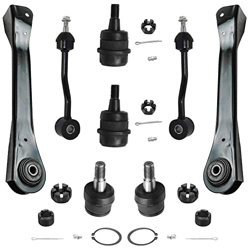Image of Detroit Axle - 8pc Front End Suspension Kit for 1997-2006 Jeep TJ Wrangler 2 Upper Control Arms 4 Upper & Lower Ball Joints 2 Sway Bar Links 1998 1999 2000 2001 2002 2003 2004 2005 Replacement