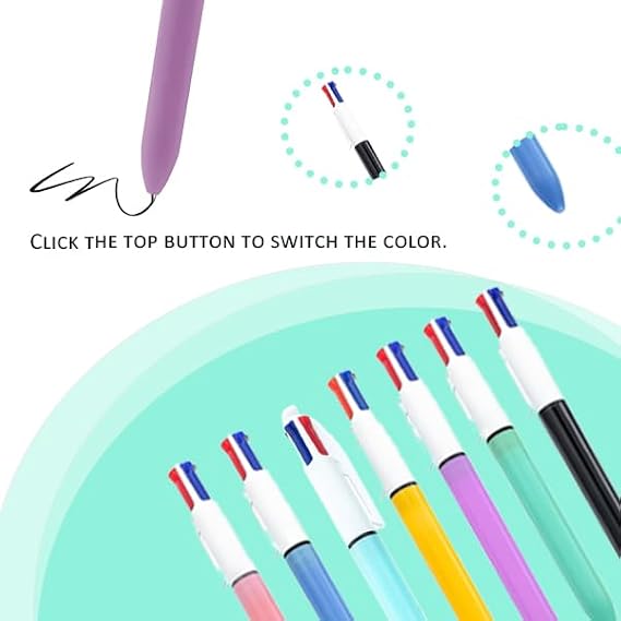 18PCS Multicoloured Pens All in One, Retractable 4 Colour Pens All in One
