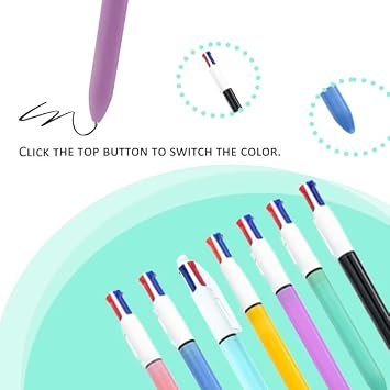 18PCS Multicoloured Pens All in One, Retractable 4 Colour Pens All in One