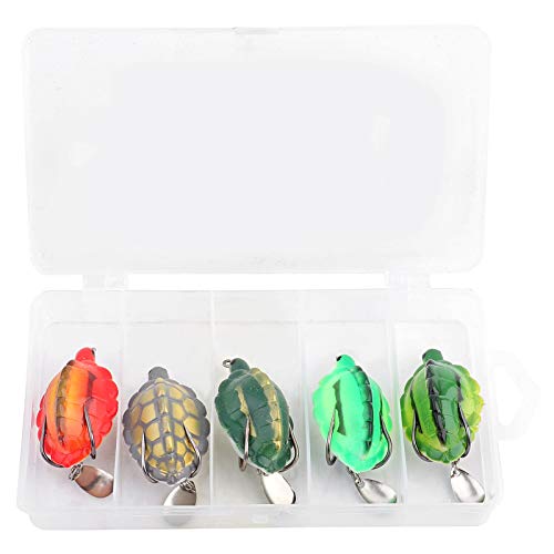 Topwater Fishing Lures Kit, 5pcs Freshwater Fishing Bait Box Longevity Turtle Shape Black Bait Lifelike Fishing Accessory