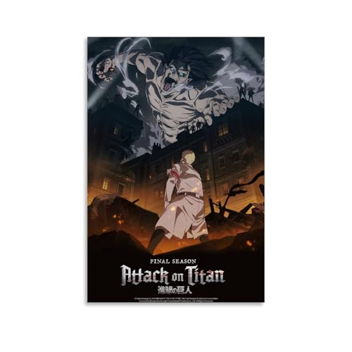 Qinyuluo Poste Attack Anime On Art Titan Canvas Music Posters for Room Aesthetic Canvas Wall Art Bedroom Decor12x18inch(30x45cm)