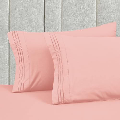 Image of Mocassi Luxury 4-Piece Sheet Set, Ultra Soft 1800 Premium Hotel Quality Microfiber Sheet Set, Fits Mattresses Up to 18 to 24 Inches Extra Deep Pocket - Breathable and Secure Fit, Twin, Dusty Rose