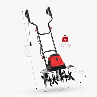 LEHMANN Motobineuse électrique, 1800 W, Largeur 45 cm et Profondeur 22 cm de Travail, 24 Lames, Guidon Repliable, Roues de Transport, pour Ameublir et Retourner la Terre Jardin, Rouge/Noir