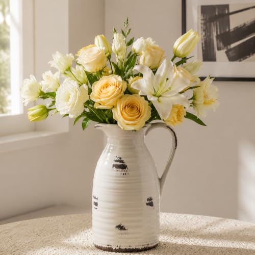 Farmhouse Ceramic Pitcher Vase