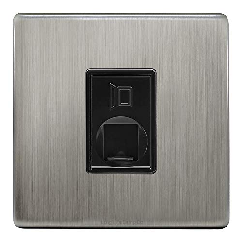 1 Gang Ethernet Port Data Socket CAT 5 Wall Plate Brushed Chrome Gloss N442DME-HE