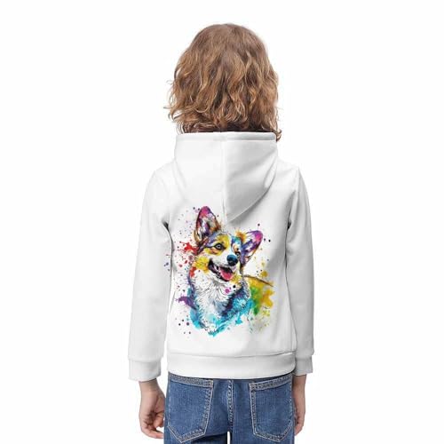Sweat à capuche Corgi imprimé 3D cadeau pull enfant 9-11 ans - 4