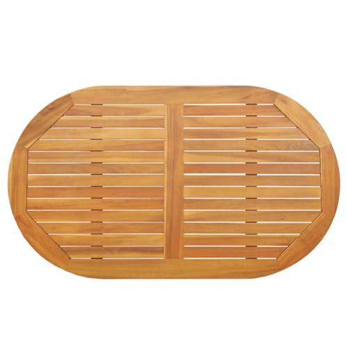 vidaXL Ovale Massivholz Akazien-Tischplatte für Innen/Außen. Geöltes Teak 120X70X2 cm robust und vielseitig für Moderne Räume.