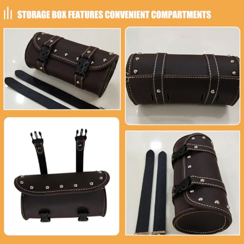 SHINEOFI 2 piezas Alforjas Laterales para Motocicleta Marrón Claro Bolso Organizador de Herramientas con Estuche Resistente para Accesorios de Motocicleta miniatura 5
