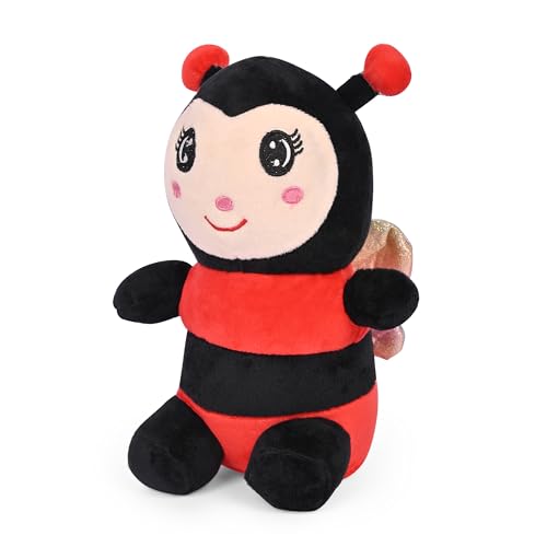 Image of BESTIES Adorable Cute Bee Soft Toy - Soft Plush Bee Toys, Stuffed Plush Animal Toy, Fluffy Soft Toys for Girls, Boys, Kids, Huggable Plush Toys - 24 cm (Red)
