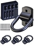 EilxMag 1/2' D Rings Tie Down Anchors, 12000LBS Heavy Duty Bolt-On Forged D Rings with Thicken Reinforcing Plate, Trailer Tie Down Anchor Hooks for Truck Bed, Trailer and Cargo, 4Pack, Black