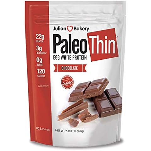 Julian Bakery Paleo Thin Protein Powder | Chocolate | Egg White | Soy Free | 22g Egg White Protein | 3 Net Carbs | 2.18 LBS | 30 Servings Cover